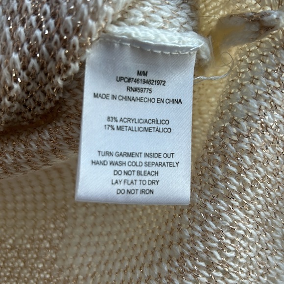 Rampage Sweater Knit Top Women Medium Long Sleeve with Champagne Shimmer Stars - Picture 7 of 8